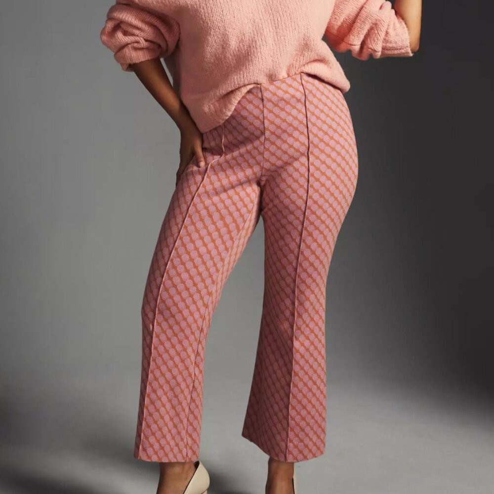 Anthropologie Margot Kick-Flare Cropped Pants, Pink and Orange, 1x